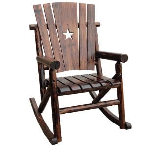 Char-Log Pine Wood Rocking Chair