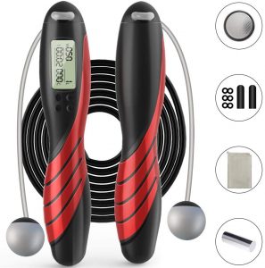 Jumping Rope, Adjustable Weights:Length Digital Counting Skipping Rope, with Calorie Counter, Exercise Cordless Ball, for Fitness, Workout, Home, Outdoor