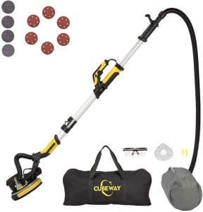 Cubeway Drywall Sander with Vacuum, Rotary and Detachable Dust Shroud for up to the Wall Sanding, Electric Drywall Sander with Variable Speed and Led Light