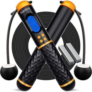 Jump Ropes with Counter Adjustable Digital Counter Weighted Speed Skipping Rope with Weight Calorie Timer Circles for Training Fitness Exercise