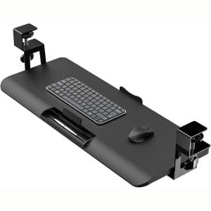 Fenge Push-Pull Keyboard Drawer Under Desk C Clamp on Keyboard Tray Adjustable Ergonomic Design KT760001WB
