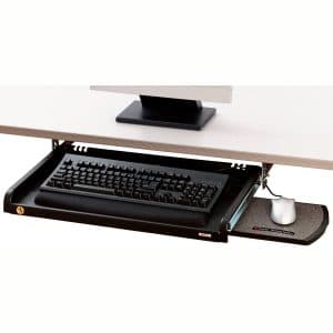 3M Adjustable Under-Desk Keyboard Drawer, Three Height Settings, Wide Tray with Gel Wrist Rest Accomodates Most Keyboards, Slide Out Mouse Platform with Precise Mouse Pad