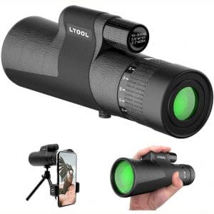 10x30x42 Zoom Monocular Telescope Compact,with Smartphone Holder and Tripod Portable HD Monocular BAK4 Prism FMC Lens Single Hand Focus