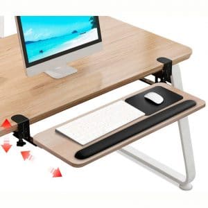 Muvteens Clamp on Keyboard Tray Under Desk Keyboard Drawer, Adjustable Desk Extender Ergonomic Underdesk Keyboard Slide