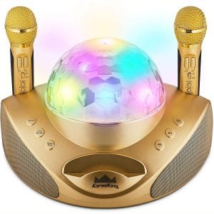 KaraoKing New 2020 Home Karaoke Machine – for Adults and Kids –2 Wireless Karaoke Microphone, SD Card, USB, Bluetooth Compatible, Lights Function