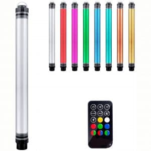 YOUKOYI P7 RGB Light Portable LED Video Light Wand with Remote Control- 12 Lighting Mode, Stepless Dimming, 8 Colors Temperatures, IP68 Waterproof