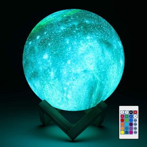 Aodue 3D Kids Light Conversion Colorful Moon Lamp