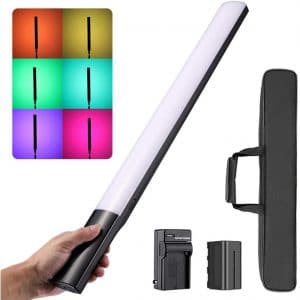 RGB Video Tube Light Lighting Stick Wand Handhold Lamp 55cm:21.65inch Bicolor RGB 20W 370 Beads 2500k-8500k Dimmable CRI 96+ Full Color 1:4 Screw with NPF750 Lithium Battery