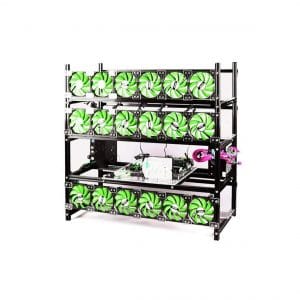 RXFSP 19 GPU Open Air Mining Rig Case with 18 Fans